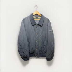 Tommy Hilfiger Quilted Bomber Jacket Corduroy Collar XXL Navy Black Insulated